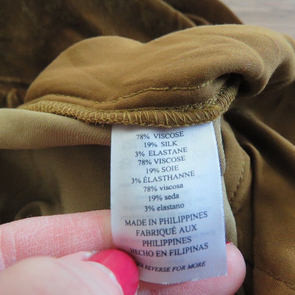 FAHERTY Silk Velvet Genevieve Pull On Wide Leg Pants in Breen Gold Bronze Sz XL - Picture 13 of 13